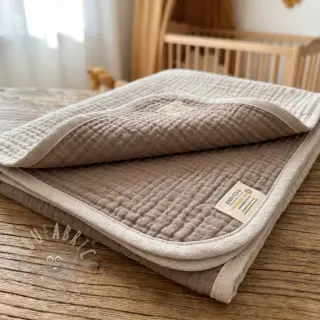 Dubbelgasväv/muslin DOUBLE FACE pebble