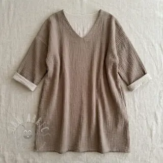 Dubbelgasväv/muslin DOUBLE FACE pebble