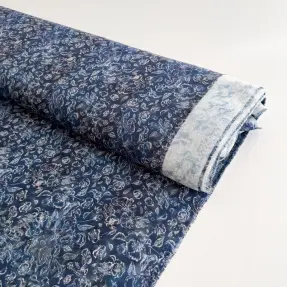 Viskos RAYON POPLIN White flowers design C