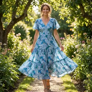 Viskóza RAYON POPLIN Flower sea design D