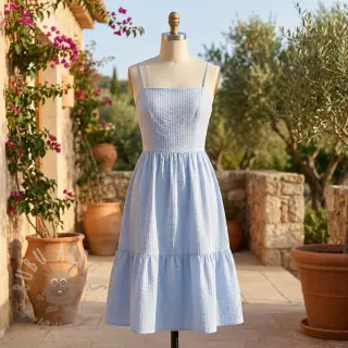 Bomullstyg BUBBLE dusty blue