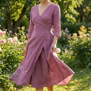 Viskos med lin WASHED mauve