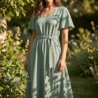 Viskos med lin WASHED old green