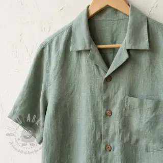 Viskos med lin WASHED old green