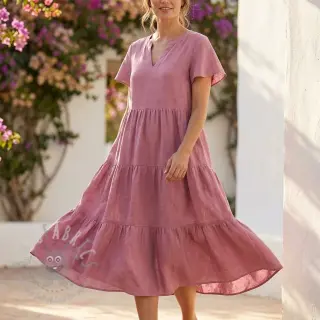 Viskos med lin WASHED old pink