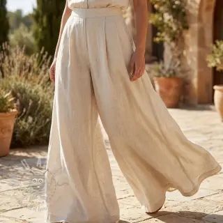 Viskos med lin WASHED light beige