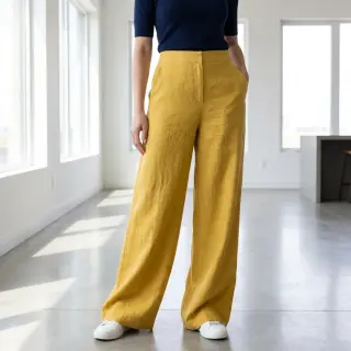 Viskóza s ľanom WASHED ochre