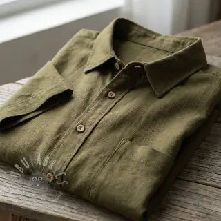 Viskos med lin WASHED olive