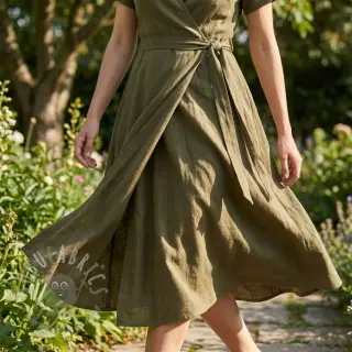 Viskos med lin WASHED olive