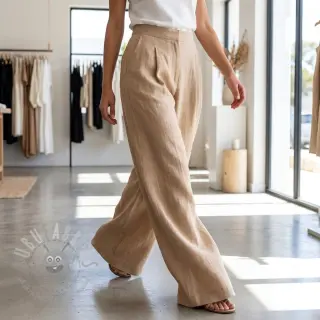 Viskos med lin WASHED beige
