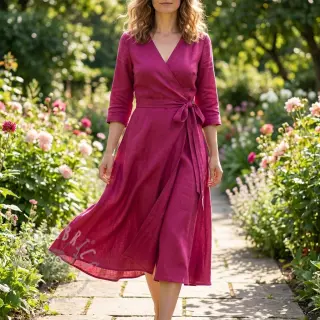 Viskos med lin WASHED berry