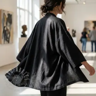 Viskos med lin WASHED black
