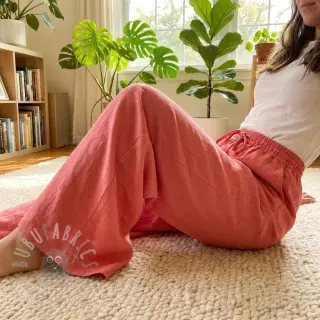 Viskos med lin WASHED coral