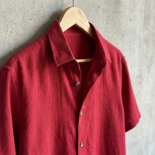 Viskóza s ľanom WASHED dark red
