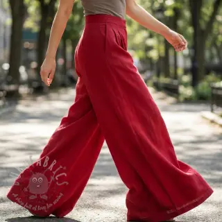 Viskos med lin WASHED dark red