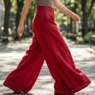 Viskóza s ľanom WASHED dark red