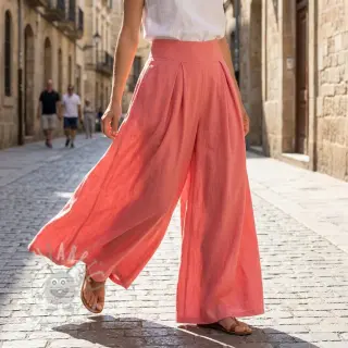 Viskos med lin WASHED coral