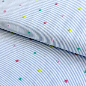 Bavlnená látka DOBBY Stripe and dotty blue