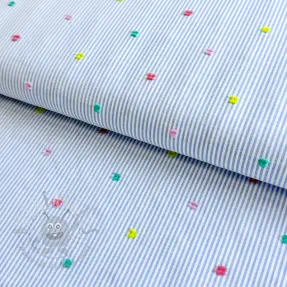 Bomullstyg DOBBY Stripe and dotty blue