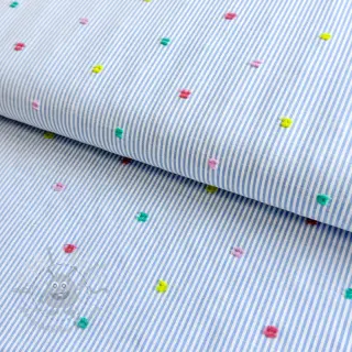 Bomullstyg DOBBY Stripe and dotty blue