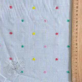 Bomullstyg DOBBY Stripe and dotty blue