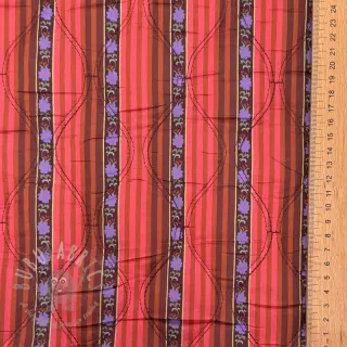 Bomullstyg VOILE STEPPED Paisley flowers brown digital print