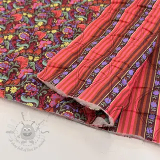 Bomullstyg VOILE STEPPED Paisley flowers brown digital print