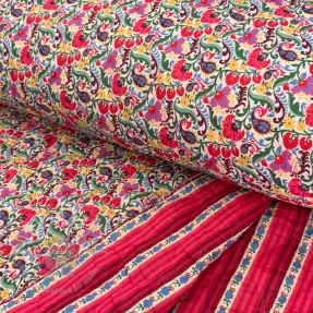 Bomullstyg VOILE STEPPED Paisley flowers white digital print
