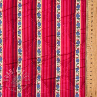Bomullstyg VOILE STEPPED Paisley flowers white digital print