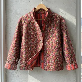 Bomullstyg VOILE STEPPED Paisley flowers brown digital print