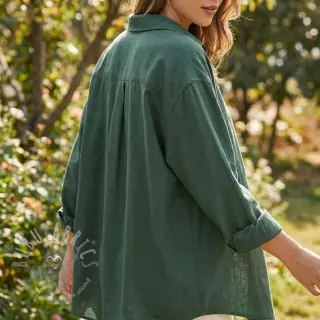 Viskos med lin WASHED dark green