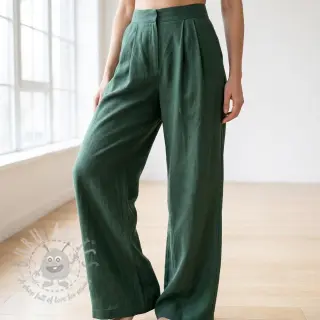 Viskos med lin WASHED dark green