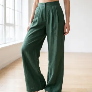 Viskóza s ľanom WASHED dark green