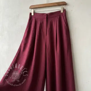 Viskos med lin WASHED wine red