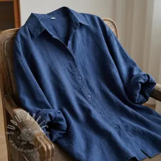 Viskos med lin WASHED marine