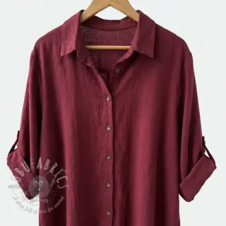 Viskos med lin WASHED wine red
