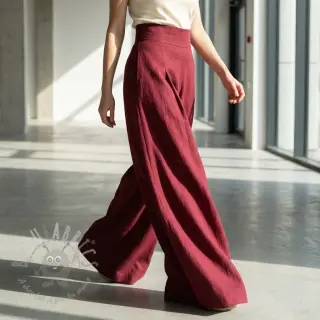 Viskos med lin WASHED wine red
