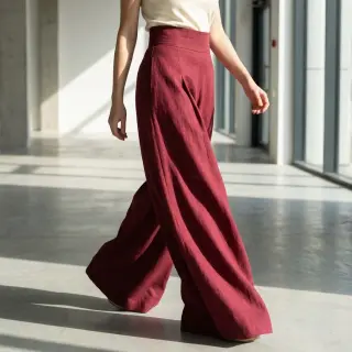 Viskóza s ľanom WASHED wine red