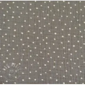 Dubbelgasväv/muslin Dots grey/white