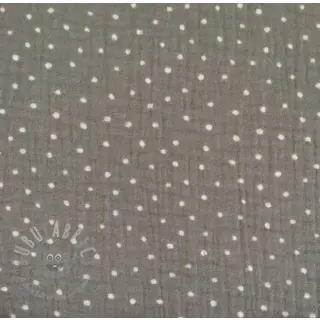 Dubbelgasväv/muslin Dots grey/white