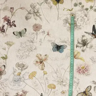 Dekorationstyg Linenlook Butterfly dreamy flower digital print