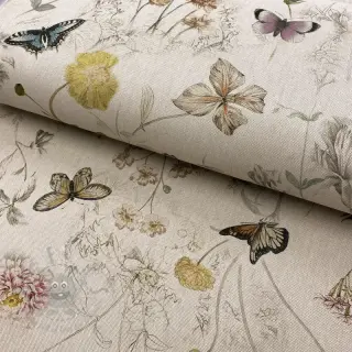 Dekorationstyg Linenlook Butterfly dreamy flower digital print