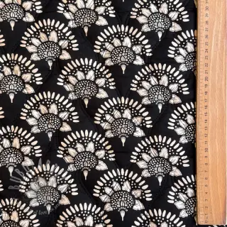 Bomullstyg VOILE STEPPED Bouquet flowers balck digital print