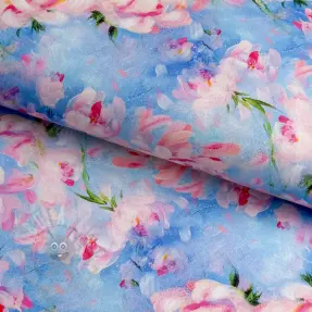 Bomullstyg SATIN STRETCH Peony roses