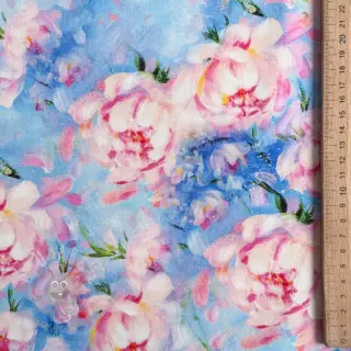 Bomullstyg SATIN STRETCH Peony roses