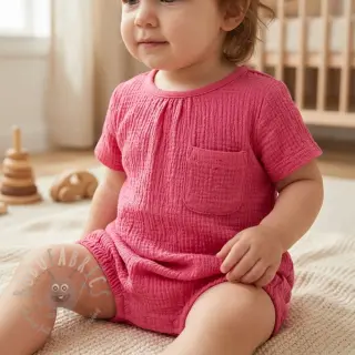 Bomullstyg SMOGGED EMBROIDERY pink