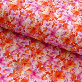 Bomullstyg EMBROIDERY Viola peach digital print