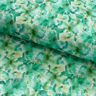 Bomullstyg EMBROIDERY Viola green digital print
