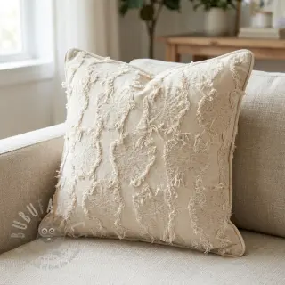 Bomullstyg med lin JACQUARD RUFFLE