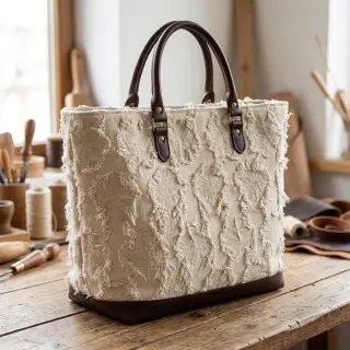 Bavlnená látka s ľanom JACQUARD RUFFLE